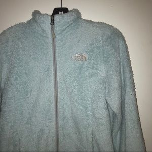 Blue north face fuzzy jacket